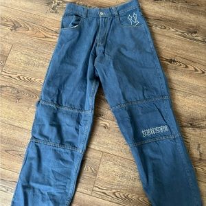medium/dark wash baggy jeans low rise size XS but runs larger